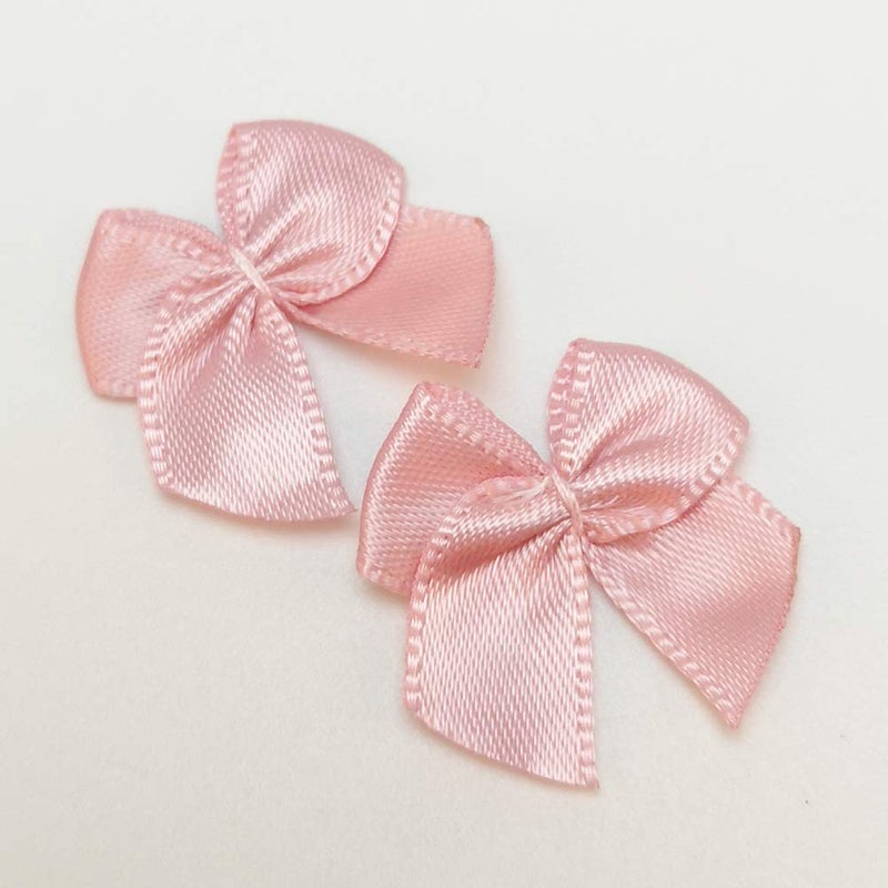 Chenkou Craft 60pcs Mini Satin Ribbon Bows Flowers 1" x3/4" Appliques DIY Craft (Light Mauve) - Image 3